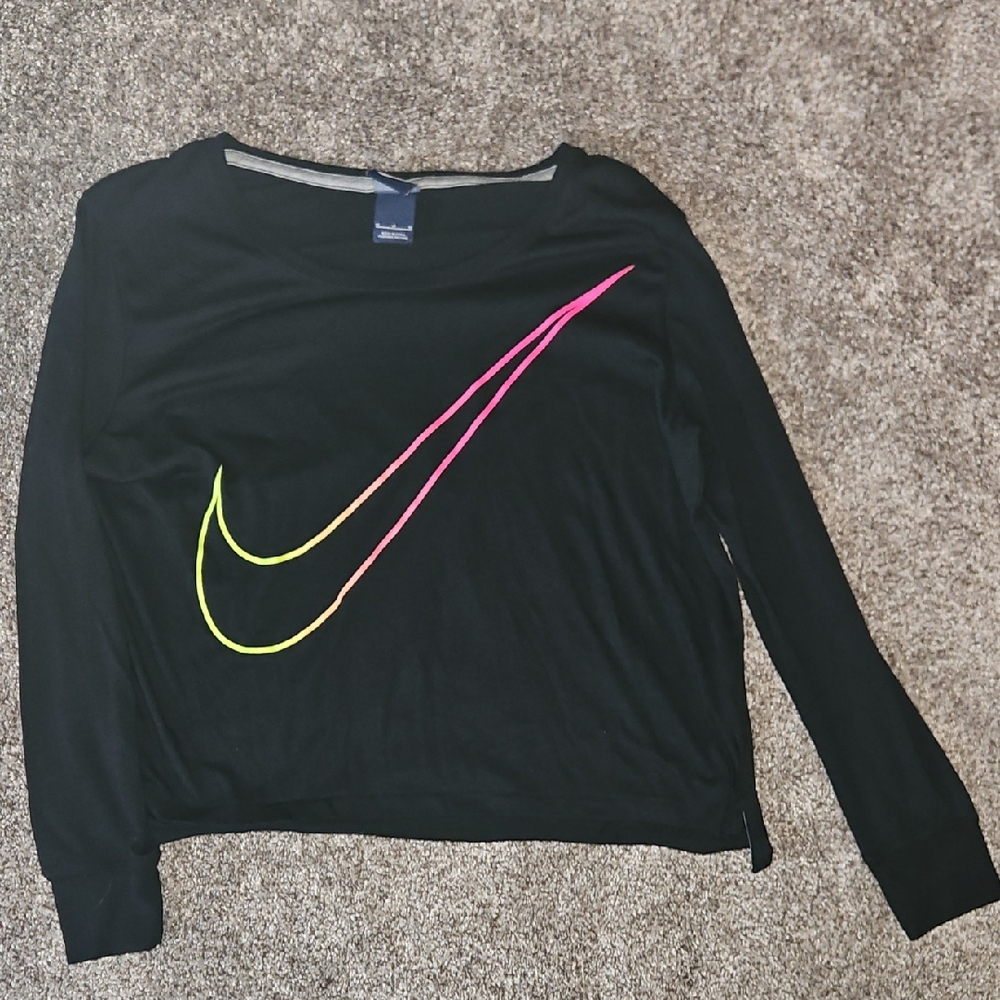 Nike Black Shirt with Neon Swoosh